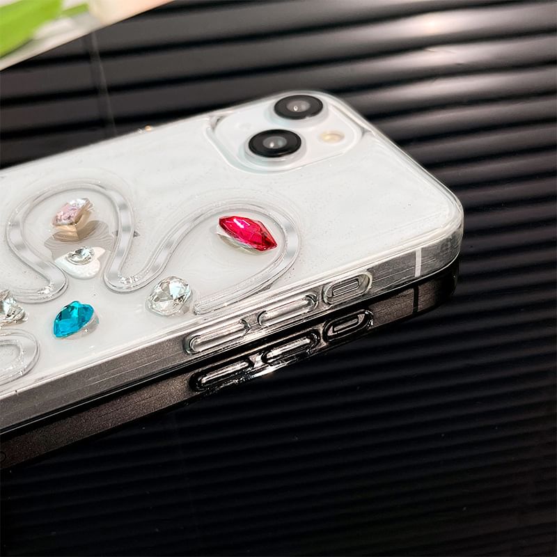 Phone Floral Case Rhinestone