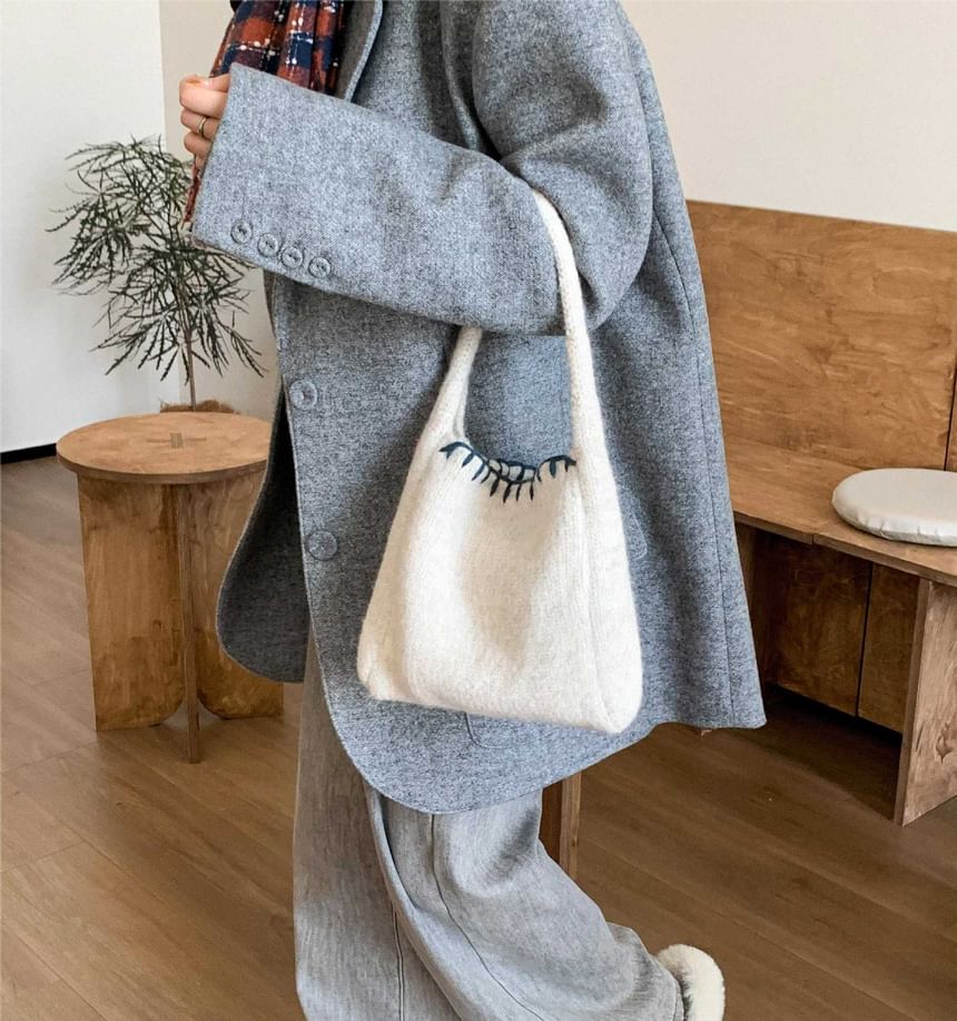 Contrast Stitch Knit Tote Bag