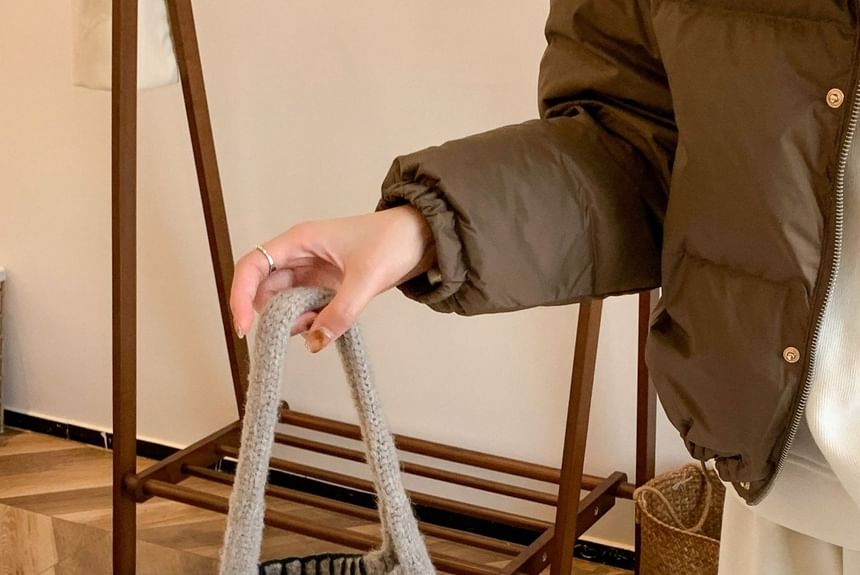 Contrast Stitch Knit Tote Bag