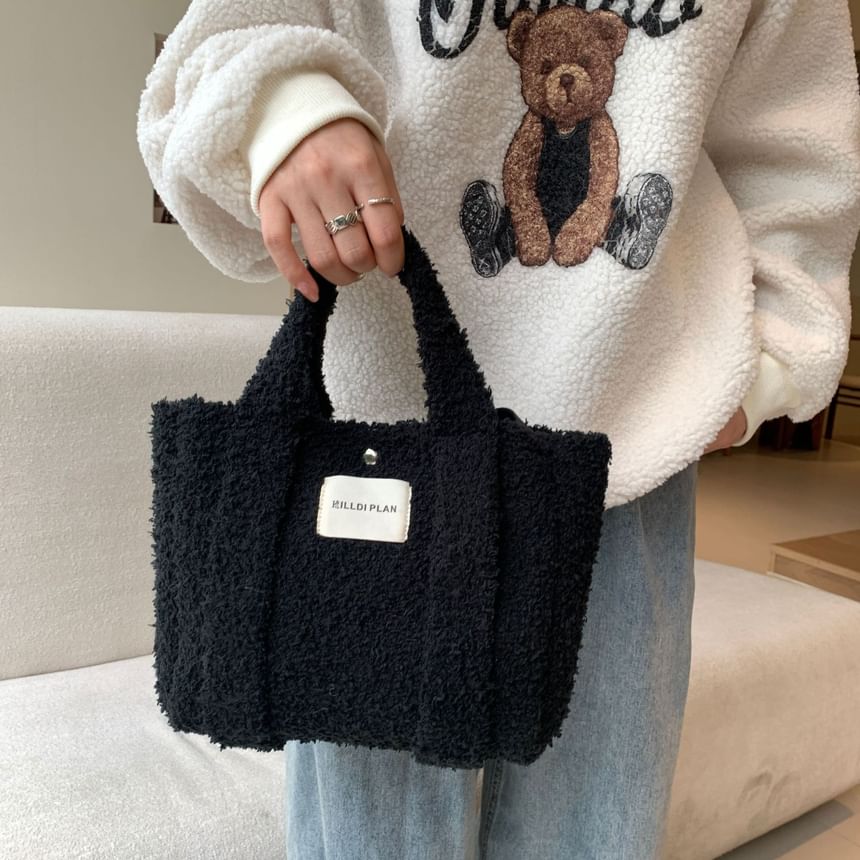 Plain Fleece Crossbody Tote Bag