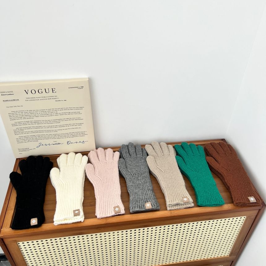 Plain Ribbed Knit Gloves