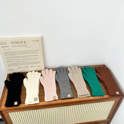 Plain Ribbed Knit Gloves