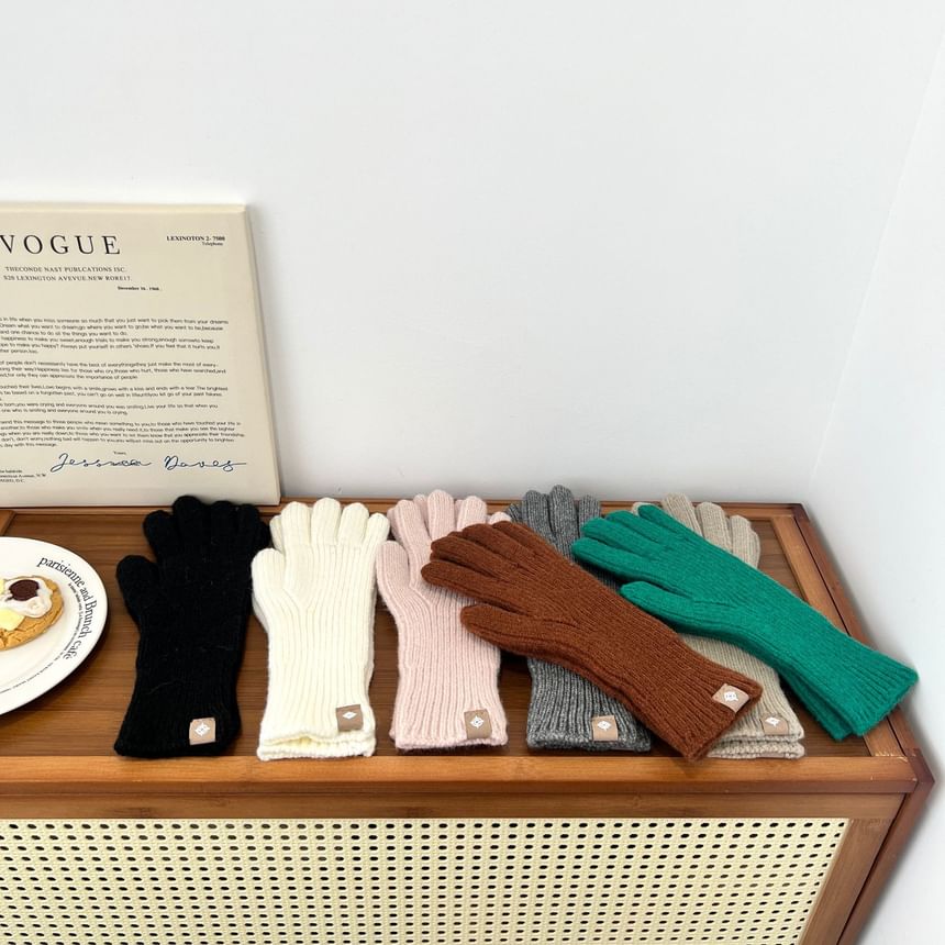 Plain Ribbed Knit Gloves