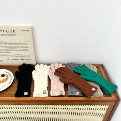 Plain Ribbed Knit Gloves