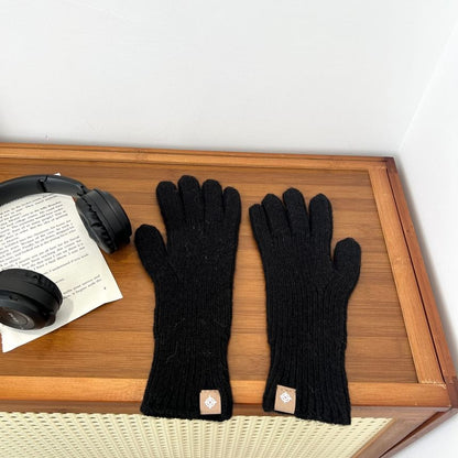 Plain Ribbed Knit Gloves
