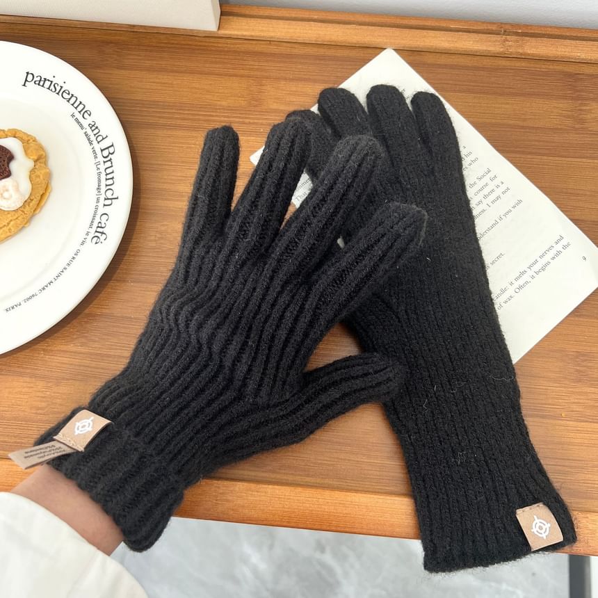 Plain Ribbed Knit Gloves