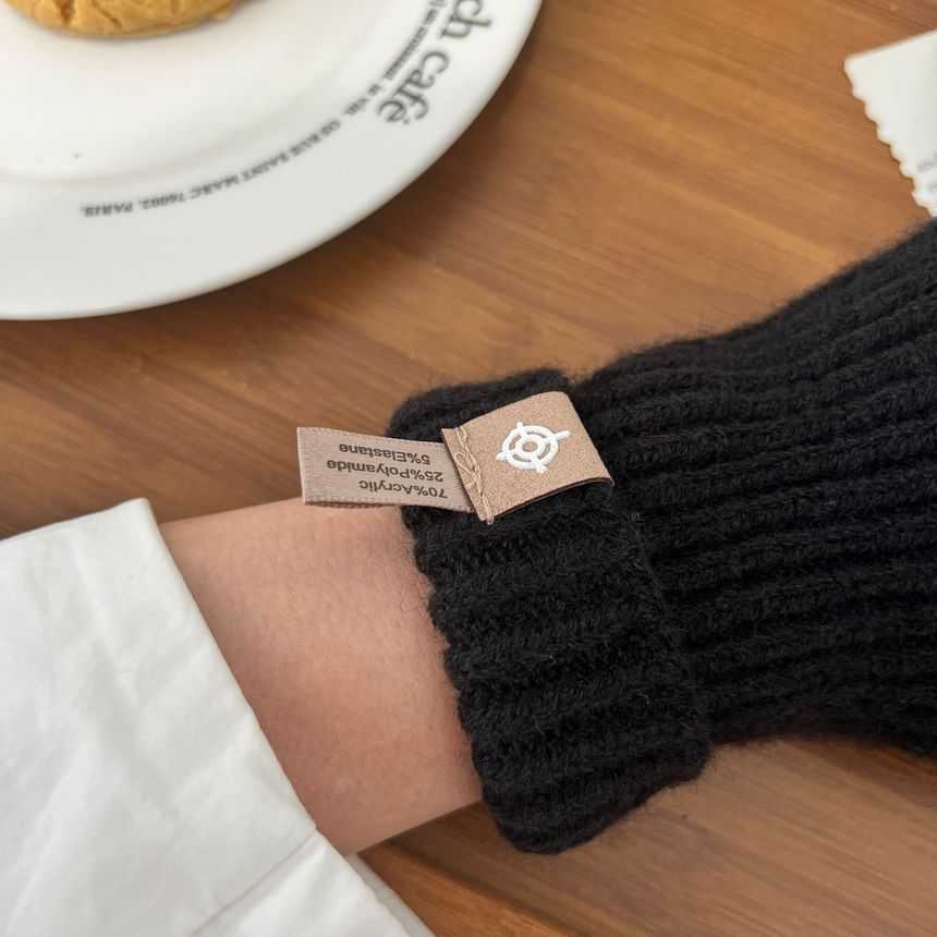Plain Ribbed Knit Gloves