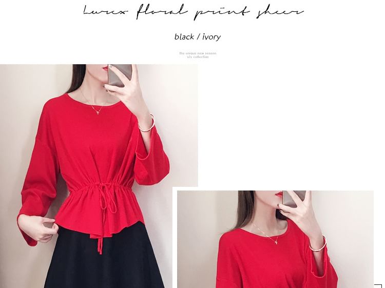 Crew Neck Plain Peplum Sweater