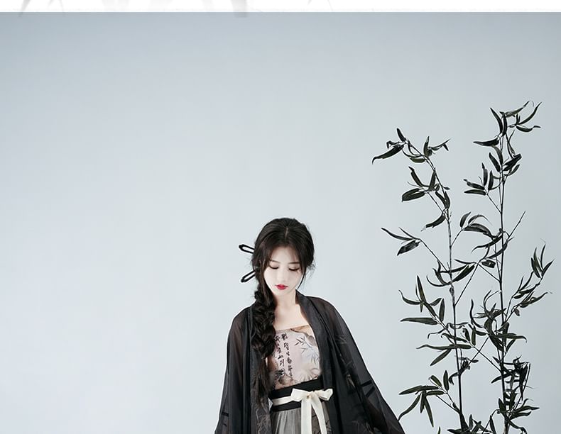 Bamboo Print Hanfu Costume Set