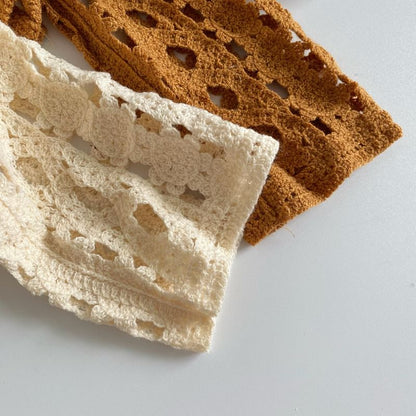 Langärmliges Rundhals-Top aus Häkelspitze