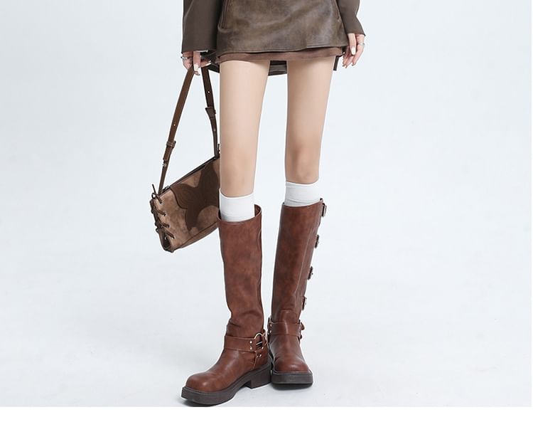 High-Rise Faux Leather Mini A-Line Skirt