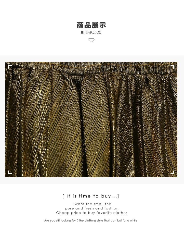 Metallic Pleated A-Line Skirt