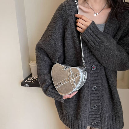 Heart Faux Leather Crossbody Bag