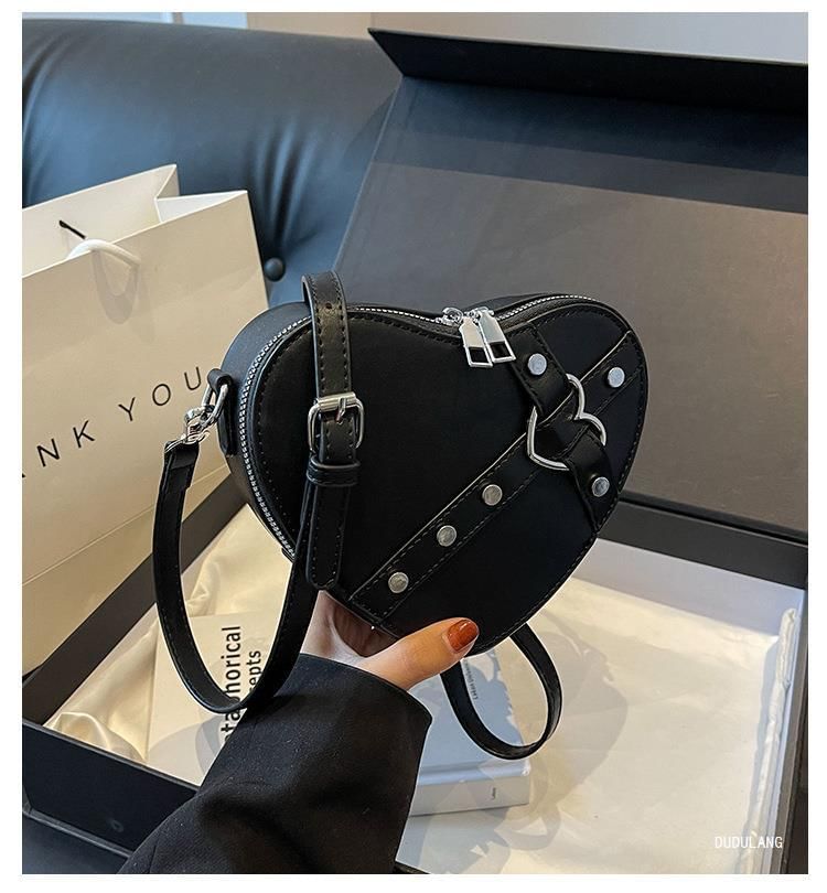 Heart Faux Leather Crossbody Bag