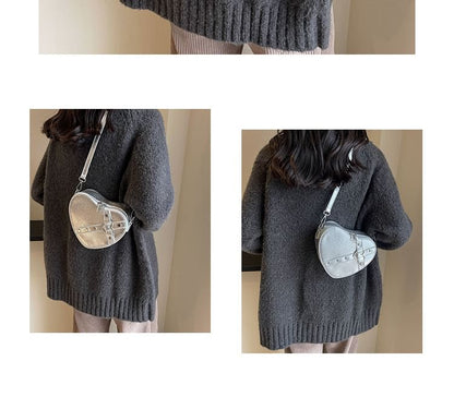 Heart Faux Leather Crossbody Bag