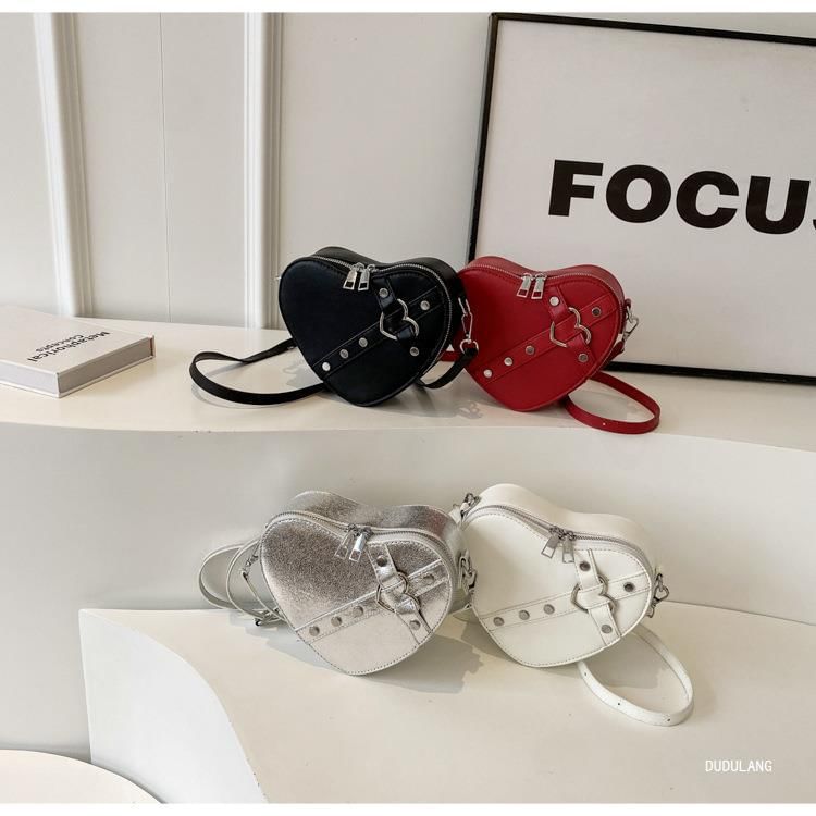 Heart Faux Leather Crossbody Bag