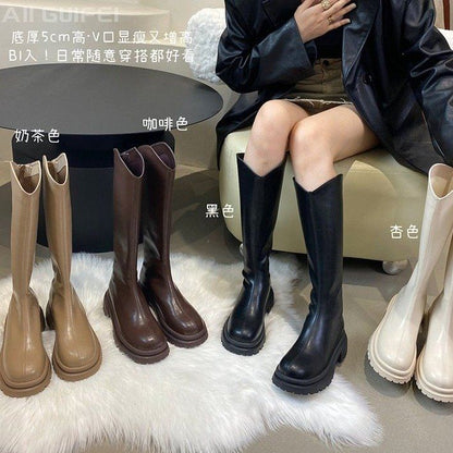 Tall Boots Platform Plain