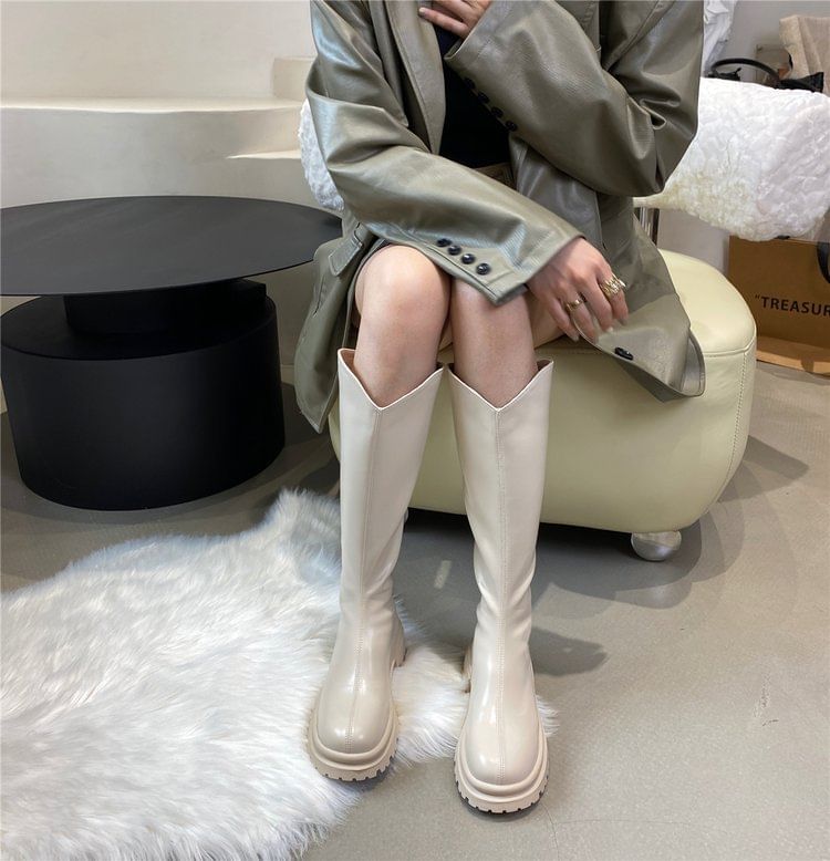 Tall Boots Platform Plain