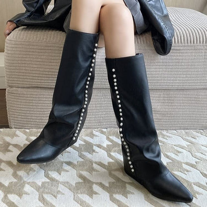 Tall Pointy Wedge Boots