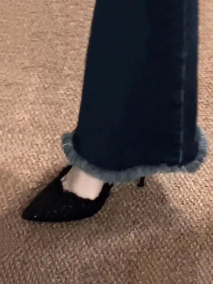 Pointed Toe Tweed Pumps