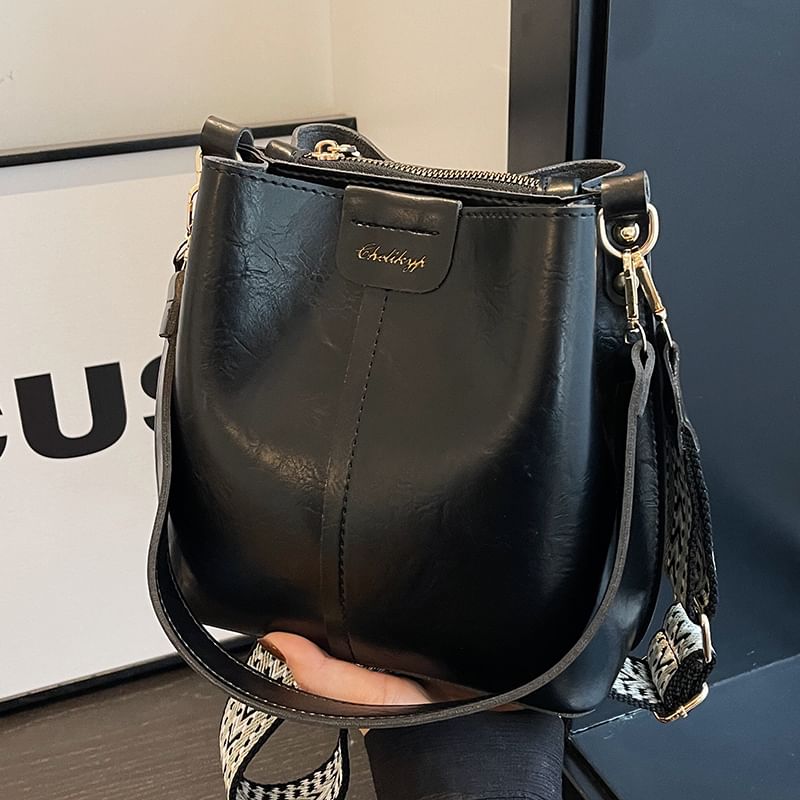 Faux Leather Bucket Bag