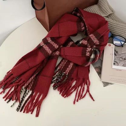 Plaid Fringed Scarf
