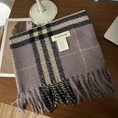 Plaid Fringed Scarf