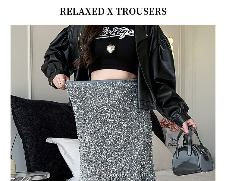 High-Rise Sequin Maxi Mermaid Skirt