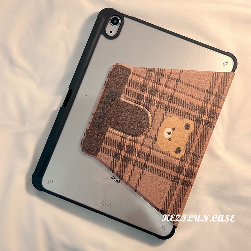 iPad Case Bear Plaid