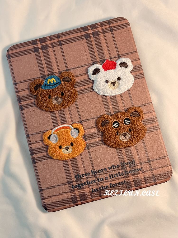 iPad Case Bear Plaid