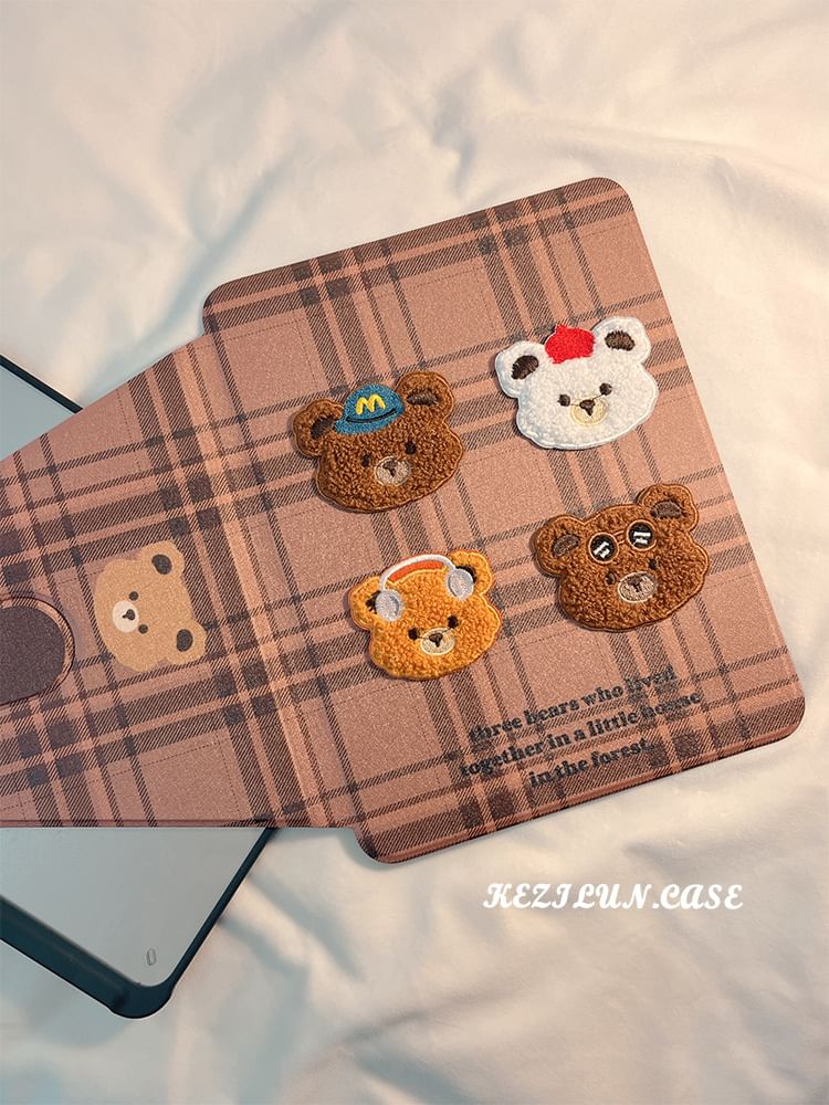 iPad Case Bear Plaid