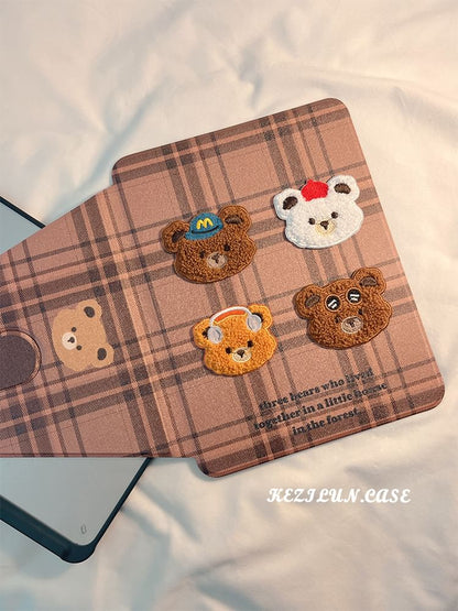 iPad Case Bear Plaid