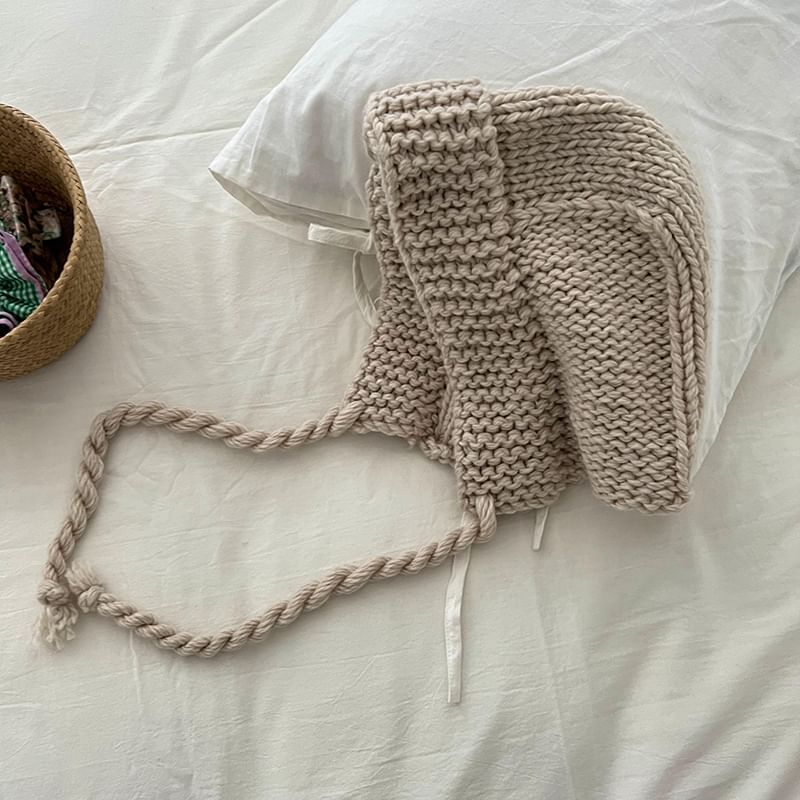 Plain Knit Earflap Hat