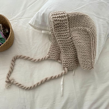 Plain Knit Earflap Hat