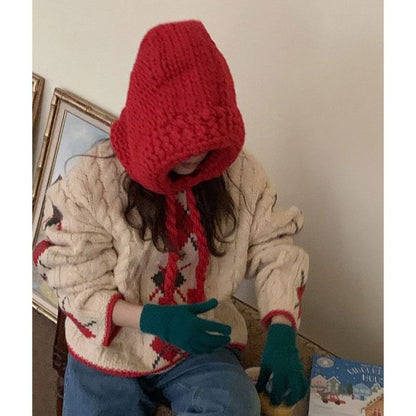 Plain Knit Earflap Hat