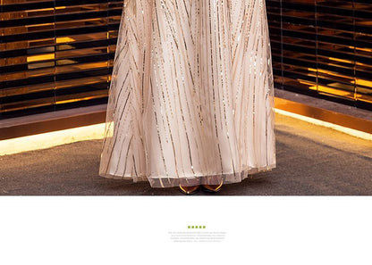 Plus A-Line Short-Sleeve Shiny Size Gown Evening V-Neck