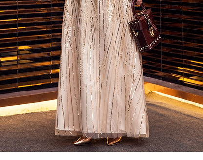 Plus A-Line Short-Sleeve Shiny Size Gown Evening V-Neck