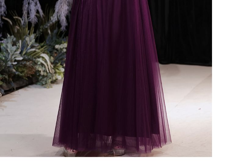 [2XL-6XL] Elbow-Sleeve Boatneck Lace A-Line Evening Gown