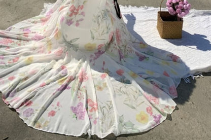 Spaghetti Strap Floral Print Maxi Sheath Dress