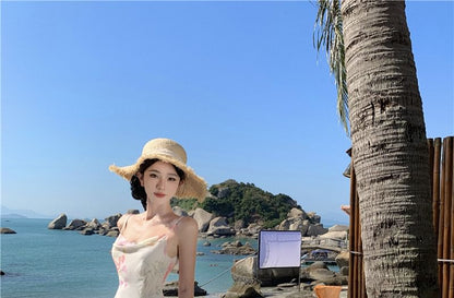 Spaghetti Strap Floral Print Maxi Sheath Dress