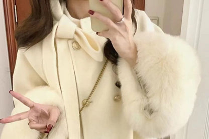 Fluffy Cuff Button-Up Jacket