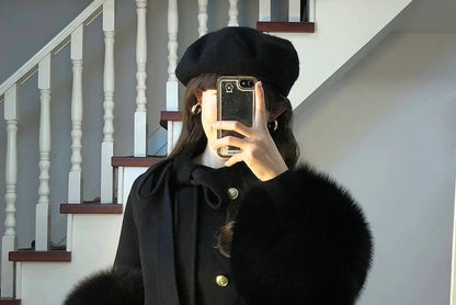 Fluffy Cuff Button-Up Jacket