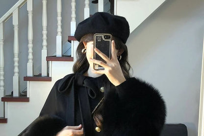 Fluffy Cuff Button-Up Jacket