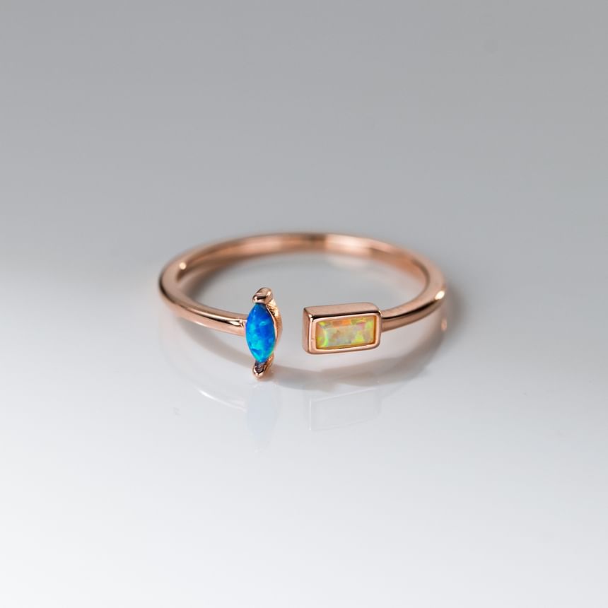 Rhinestone Sterling Silver Open Ring