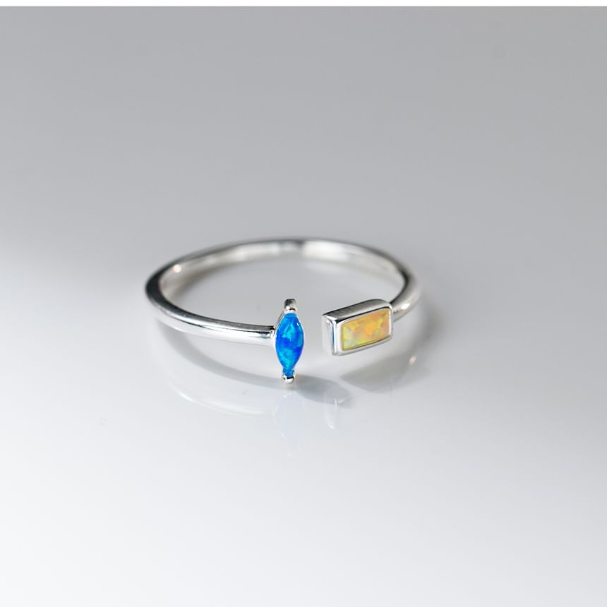 Rhinestone Sterling Silver Open Ring