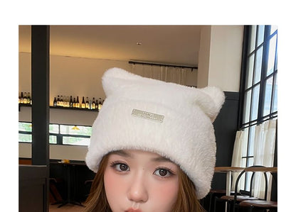 Metal Plate Cat Ear Chenille Hat