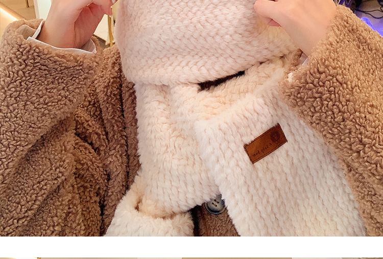 Chenille Hooded Scarf with Mittens