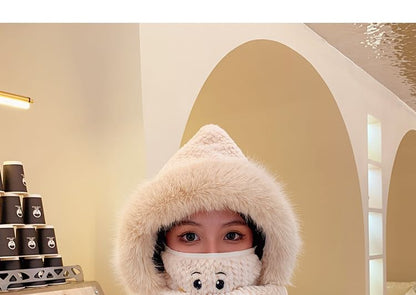 Chenille Hooded Scarf with Mittens