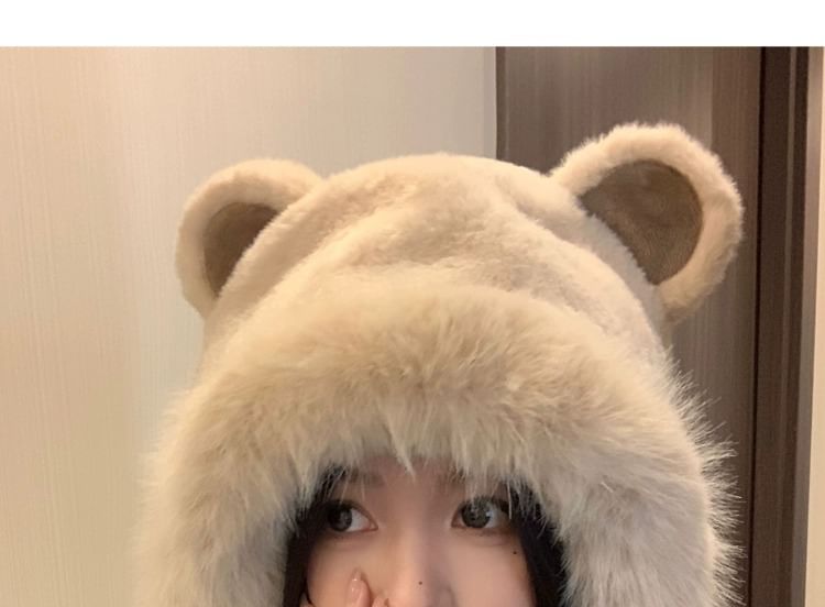 Chenille Bear Ear Trapper Hat