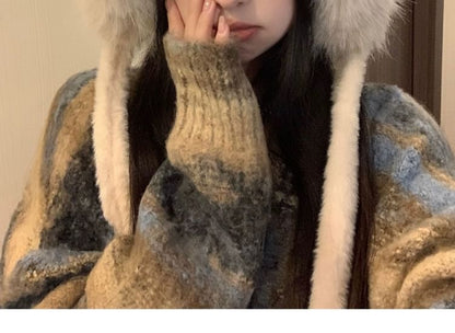 Chenille Bear Ear Trapper Hat